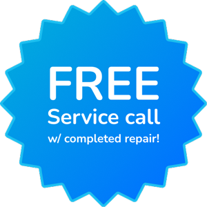 A graphic reading: Free service call with completed repair!
